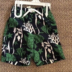 Janie And Jack Boys Green And Navy Turtle Board shorts 18-24 Months